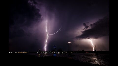 Lightning hits a building