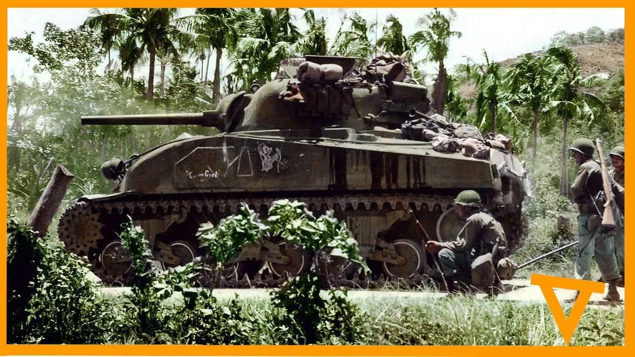 Sherman tanks in intense combat Manila Philippines