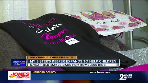6-year-old makes bags for homeless kids