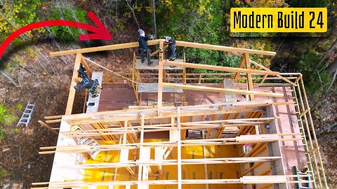 Modern Home Build | 24 | back porch framing and overhang decking