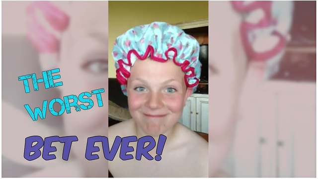 Dad tricks his son into wearing bathing cap!