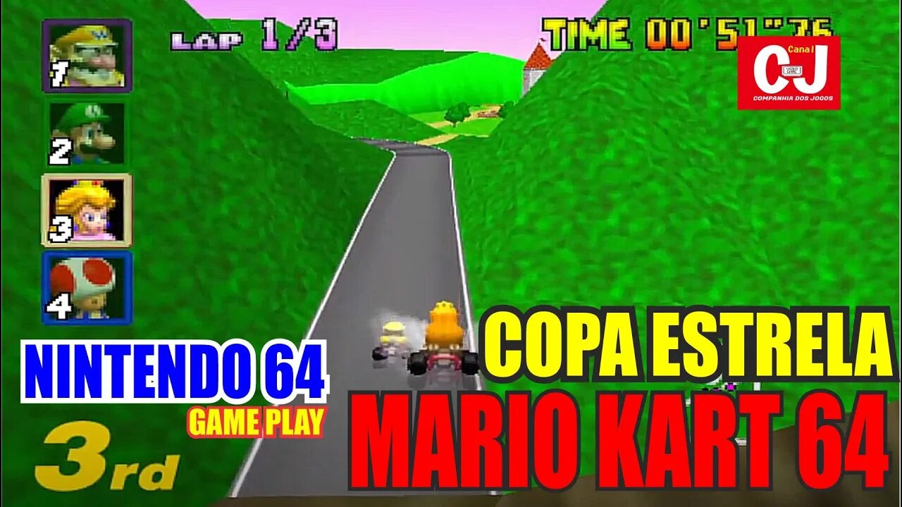 Peach voando baixo nas pistas da Copa Estrela em Mario Kart 64 (N64)