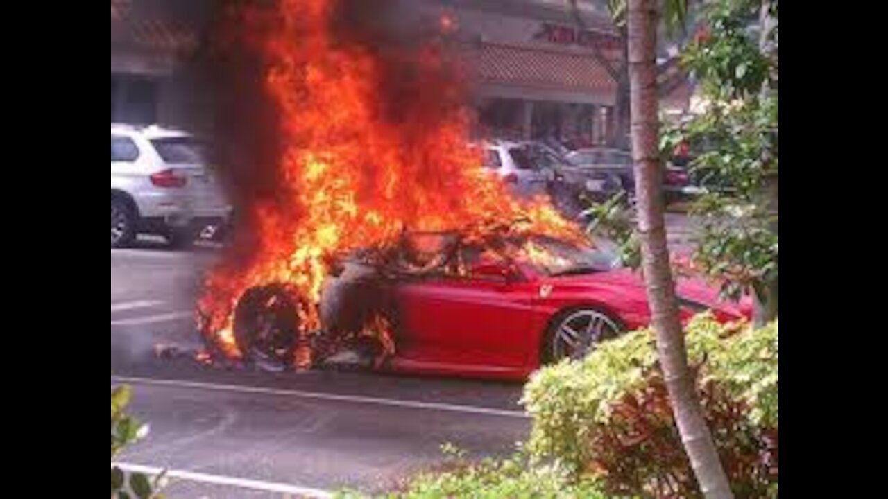 How the car burned and then exploded in the street