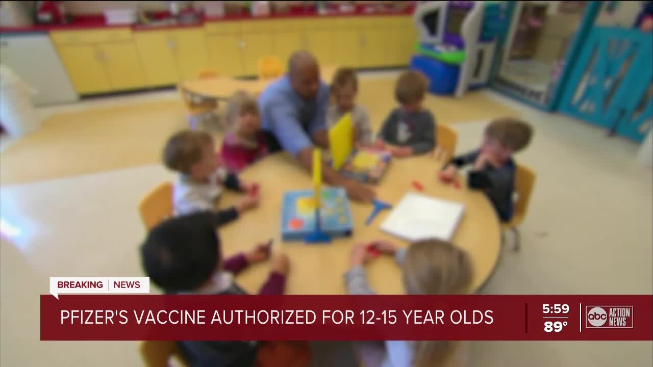 Pfizer's vaccine authorized for 12-15 year olds