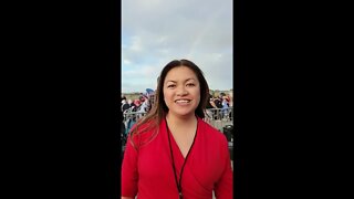 ANGIE WONG - TRUMP RALLY - Legacy PAC President greetings from PA 11-5-22 Media Pit