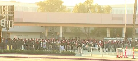 Crowds gather at convention center