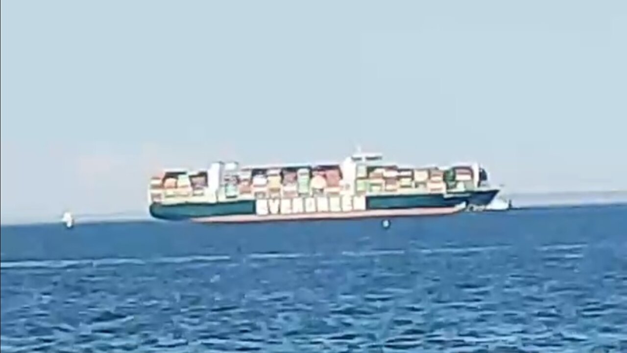 Gibson Island, Maryland 3.19.2022 Evergreen container ship called Ever Forward stuck Chesapeake Bay