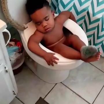 Boy Falls Asleep In Toilet Bowl