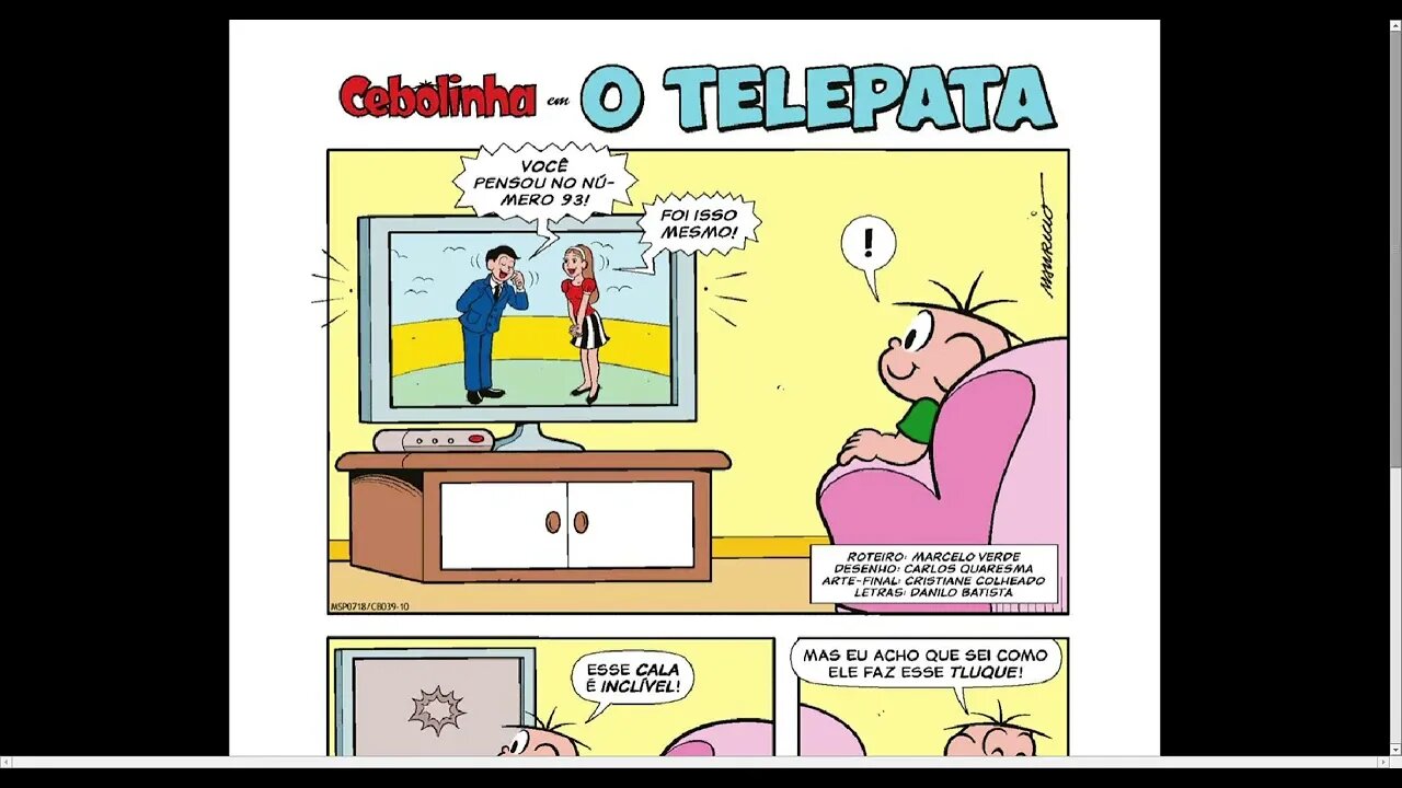 Cebolinha Em O Telepata [Pause o Vídeo Caso Não Consiga Ler]