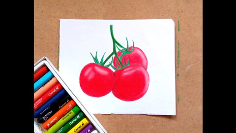 Tomato drawing with oil Pestle