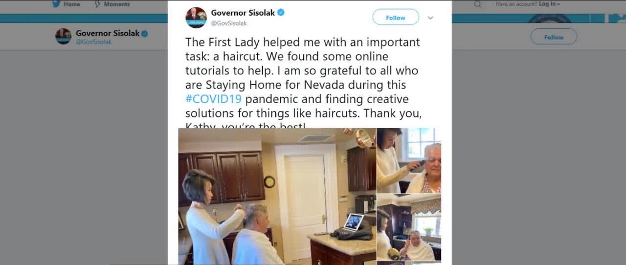 Gov. Sisolak gets a haircut at home