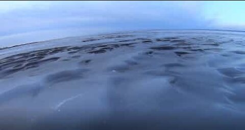 Des vagues pétrifiées dans le froid canadien