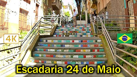 4K🚶🏻‍♂️ 🌞 Caminhando por Porto Alegre, Escadaria 24 de Maio.