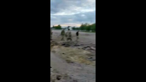 A crater at the 169th training center of Ukrainian ground forces in Desna, Chernihiv region