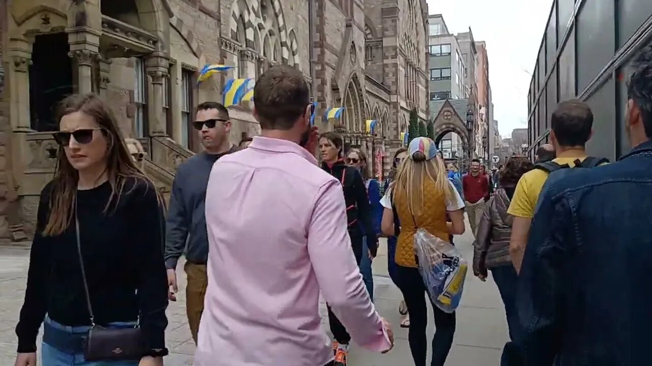 downtown Boston on Boylston Street two days before the marathon