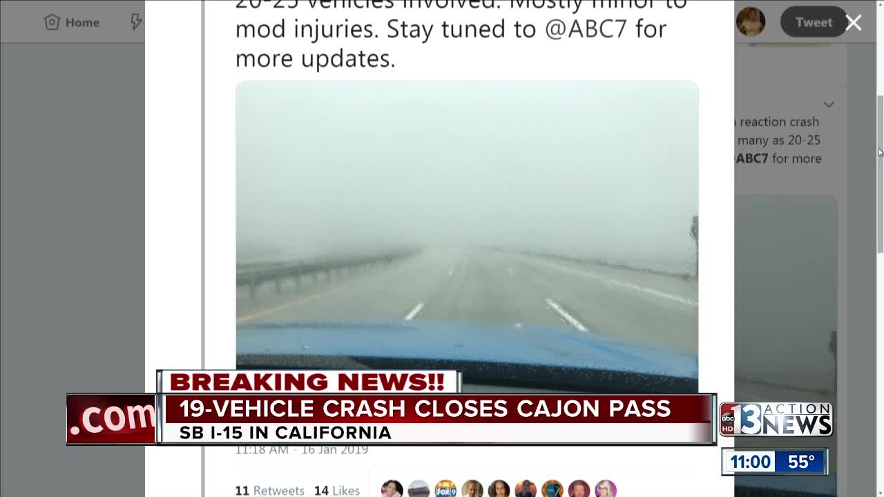 19-vehicle crashed reported in Cajon Pass