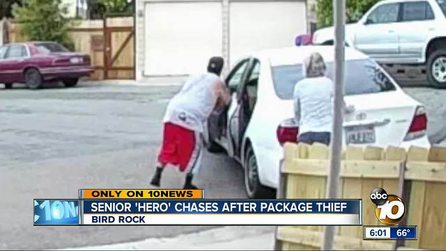 Senior 'hero' spies package thief, jumps into action