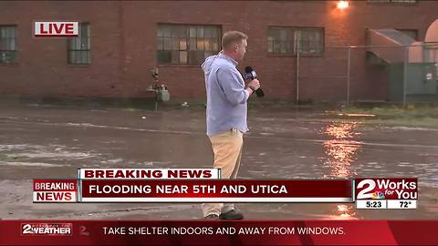 Tulsa storm coverage: flooding at 5th & Utica