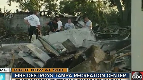 Overnight fire destroys Tampa recreation center