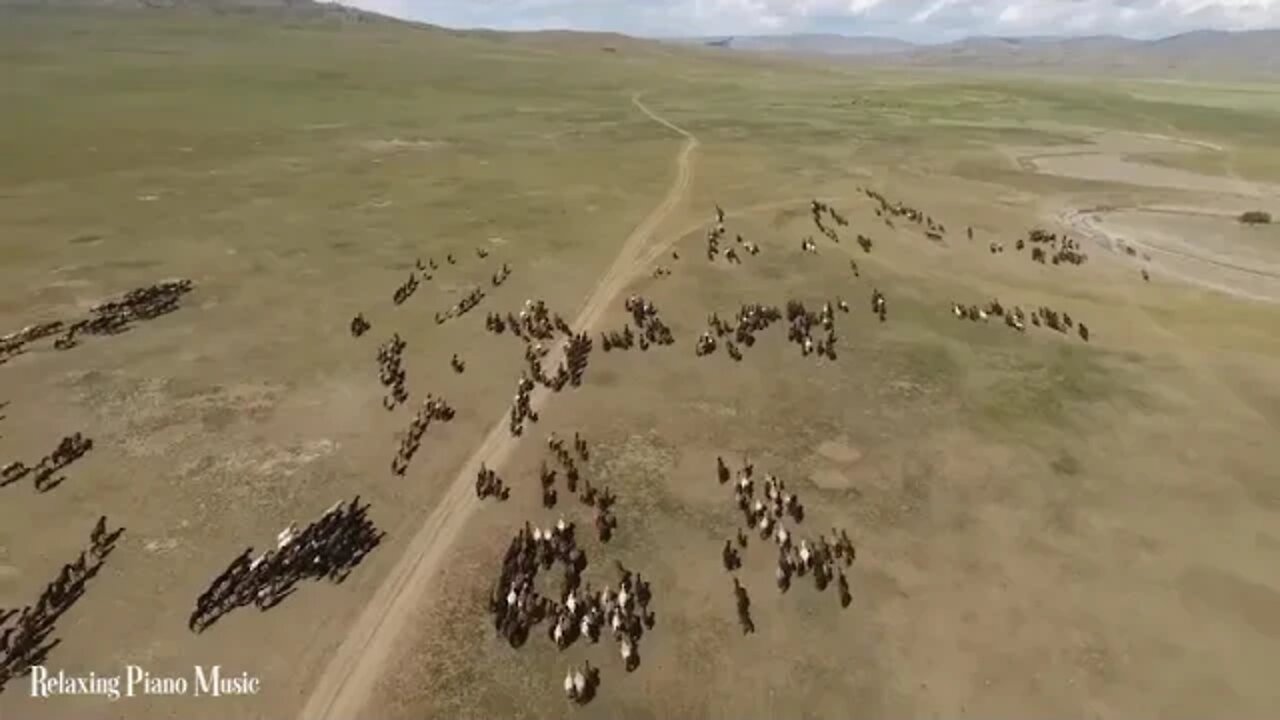 54 &&&&& FLYING OVER MONGOLIA 4K UHD Relaxing Music Along With Beautiful Nature Videos 4K Video