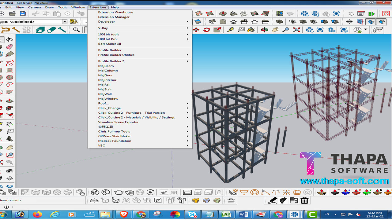 How To Creat Beam and Column and staircase design in sketchup