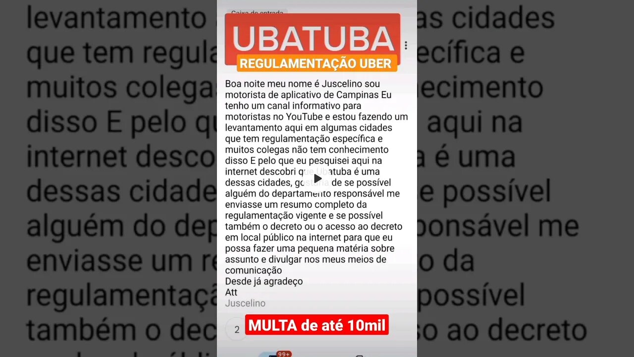 UBATUBA REGULAMENTAÇÃO UBER