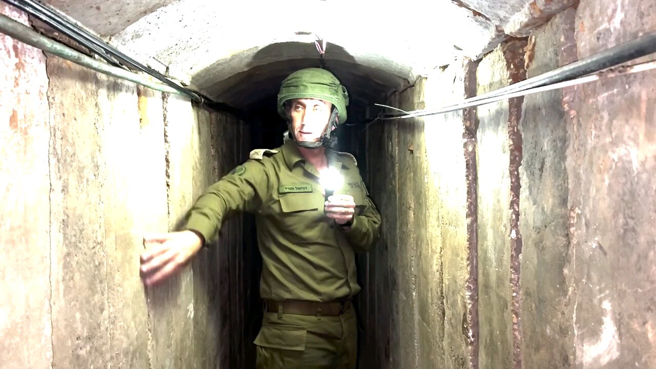 IDF Spokesperson, RDML Daniel Hagari inside the tunnel complex under the hospital.