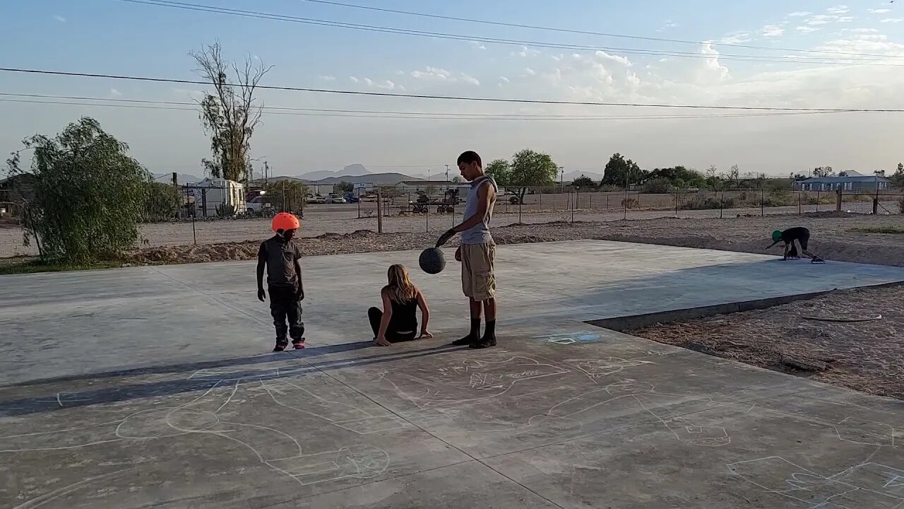 New Cement and kids playing