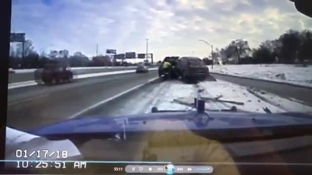 Wild dashcam video shows car slam into tow truck on Detroit freeway