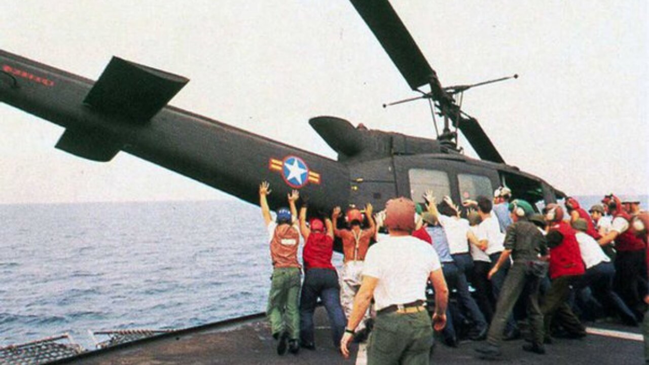 Why did the Americans throw helicopters overboard in Vietnam?