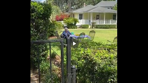 A kind man visits a 94-year-old grandmother on her birthday. Alone in her retirement home garden