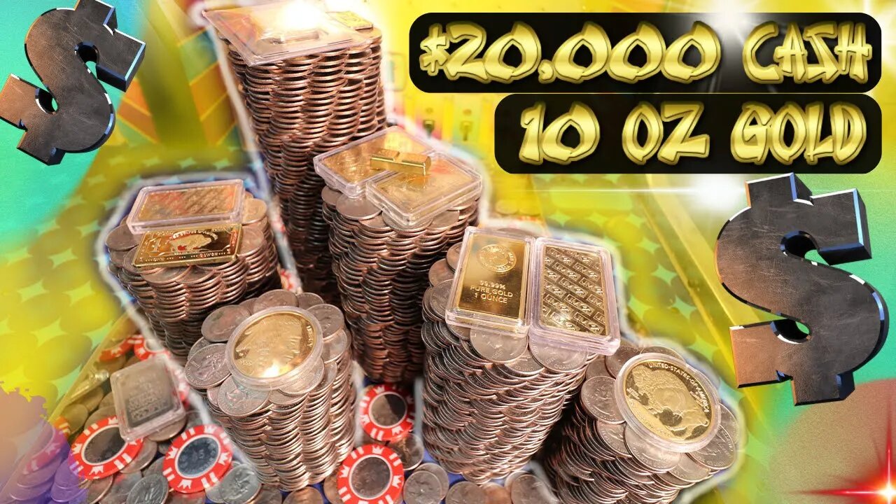 $20,000 Tower Ending!! Most Gold EVER!! High Limit Coin Pusher ASMR..