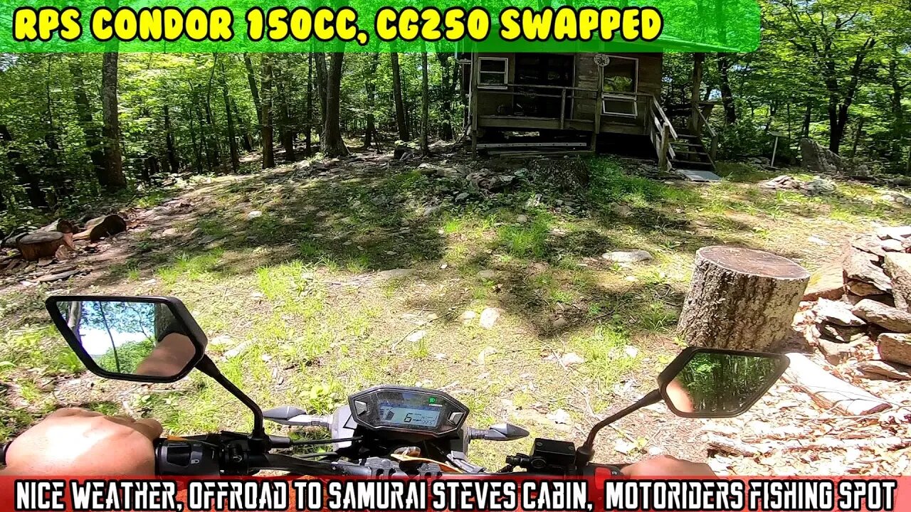 (E12) Beautiful day for a ride, Offroading to Samurai Steves cabin, Motoriders secret fishing spot