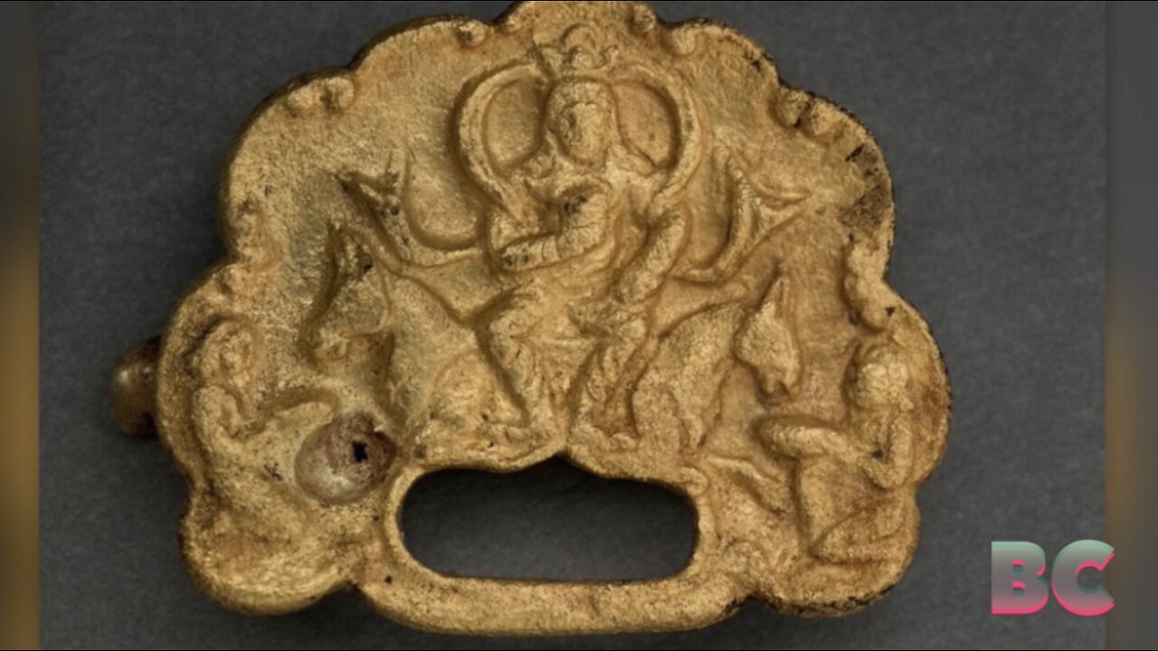 1,500-year-old gold buckles depicting ruler ‘sitting on a throne’ discovered in Kazakhstan