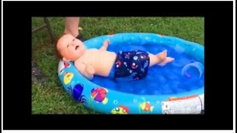 Reaction || Funny Baby Playing With Water Outdoor Video || First Time Watching