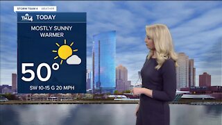 Mostly sunny, warmer Wednesday