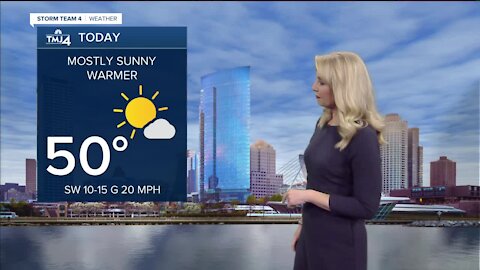 Mostly sunny, warmer Wednesday