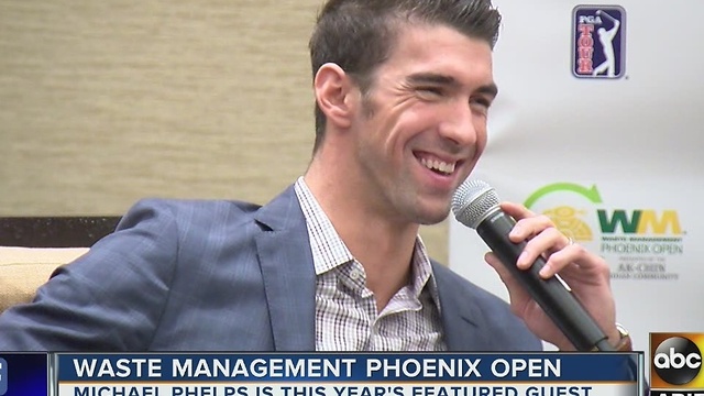 Michael Phelps is this year's featured guest at the Waste Management Phoenix Open