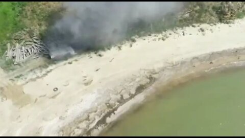 A crazy amount of mines detonated on a beach in Mariupol