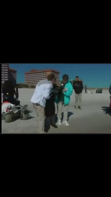 100 year old woman touches sea water for her first time