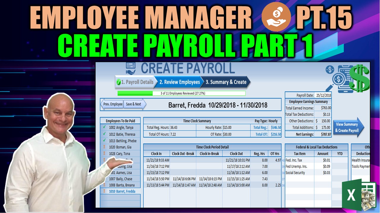 How To Create A Full Payroll in Excel Pt.1 [Employee Manager Part 15]