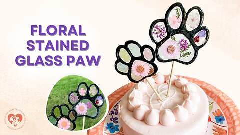 Floral Stained Glass Paw Print