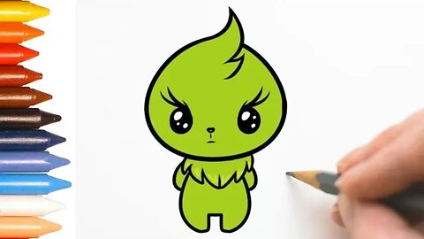 COMO DESENHAR GRINCH KAWAII - PASSO A PASSO - FÁCIL