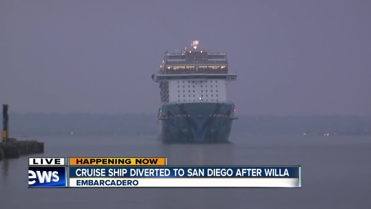 Large cruise ship arrives in San Diego after being diverted