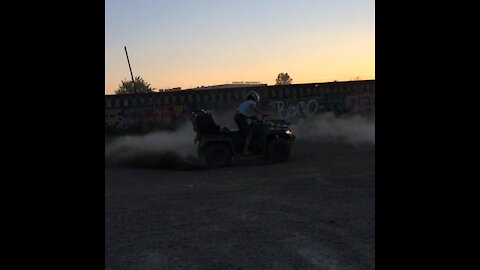 I’m drifting on my quad bike in slowmo.