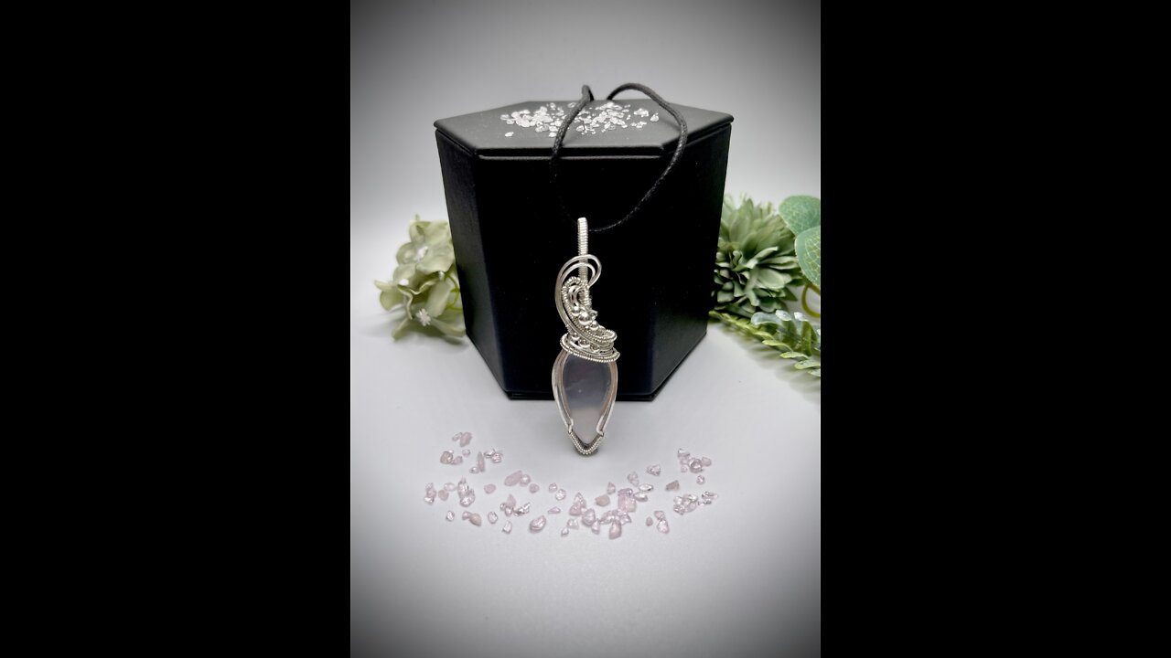 18” Handmade, Sterling Silver, Wire Wrapped, Rose Quartz Gemstone Pendant Necklace.