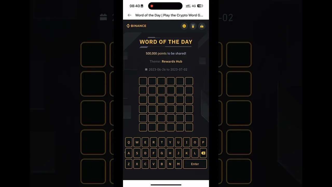 Binance WODL 26 June 2023 #binance #wodl #cryptocurrency #quizanswers #binancequiz #6letters #shorts