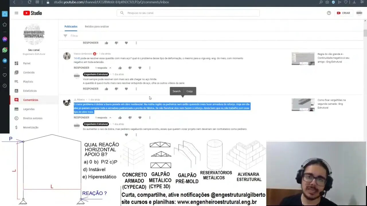 Como dobrar vergalhão grande Curtas EngEstrutural