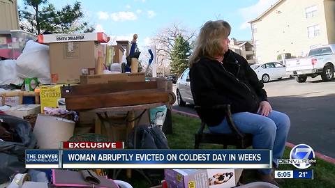 Woman abruptly evicted on coldest day in weeks