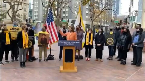 Nancy Pelosi receives lets go Brandon treatment and looks terrified